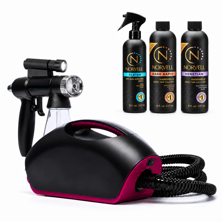 Naked Sun Fascination Spray Tanning Kit Machine Bundle with Norvell Tanning Solution and Prep Spray and Naked Sun Spray Gun Light Kit