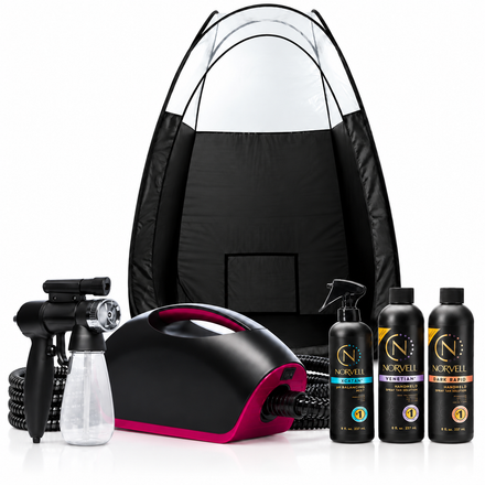 Naked Sun Fascination Spray Tanning Kit Machine Bundle with Norvell Tanning Solution and Prep Spray and Naked Sun Spray Gun Light Kit