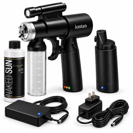 Naked Sun ION Tan Spray Tan Machine DualPower Rechargeable and A/C Power with Naked Sun Honey Glow Rapid Tanning Solution