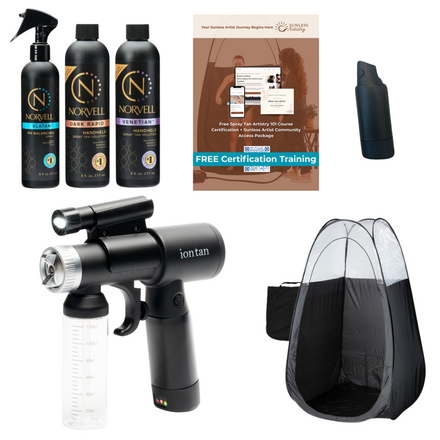Naked Sun IonTan  GO Professional Spray Tanning Machine Cordless Rechargeable with Norvell Solution, Pop Up Tent and Extra Battery Power Pack