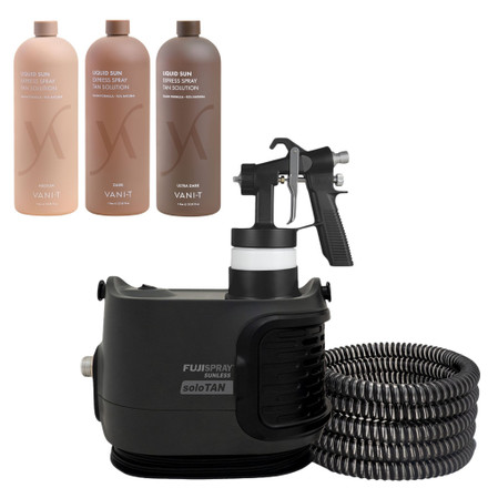Fuji Spray 1175 soloTAN Spray Tan Machine with TAN7400 Spray Tanning Applicator with Vani-T Liter Sample Trio