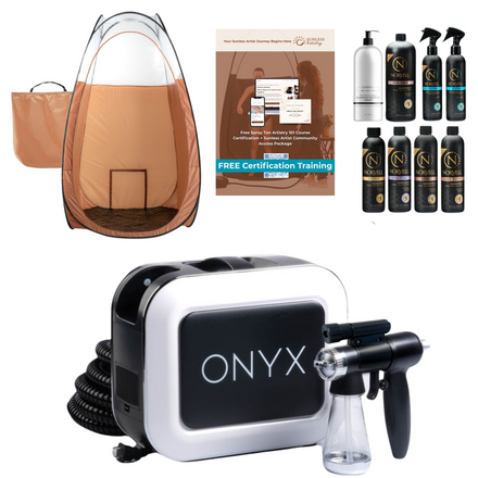 Naked Sun Onyx Spray Tan Machine with Professional Tanning Gun with Light Kit and Norvell Tanning Solutions, Pro Pack and Brown Pop Up Tent Naked Sun Onyx Spray Tan Machine with Professional Tanning Gun with Light Kit and Norvell Tanning Solutions, Pro Pack and Brown Pop Up Tent