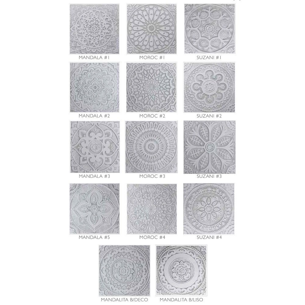 These handmade tiles make wonderful kitchen tiles, bathroom tiles, wall hangings and outdoor wall art.  Grey & white relief tile handmade in Spain.
