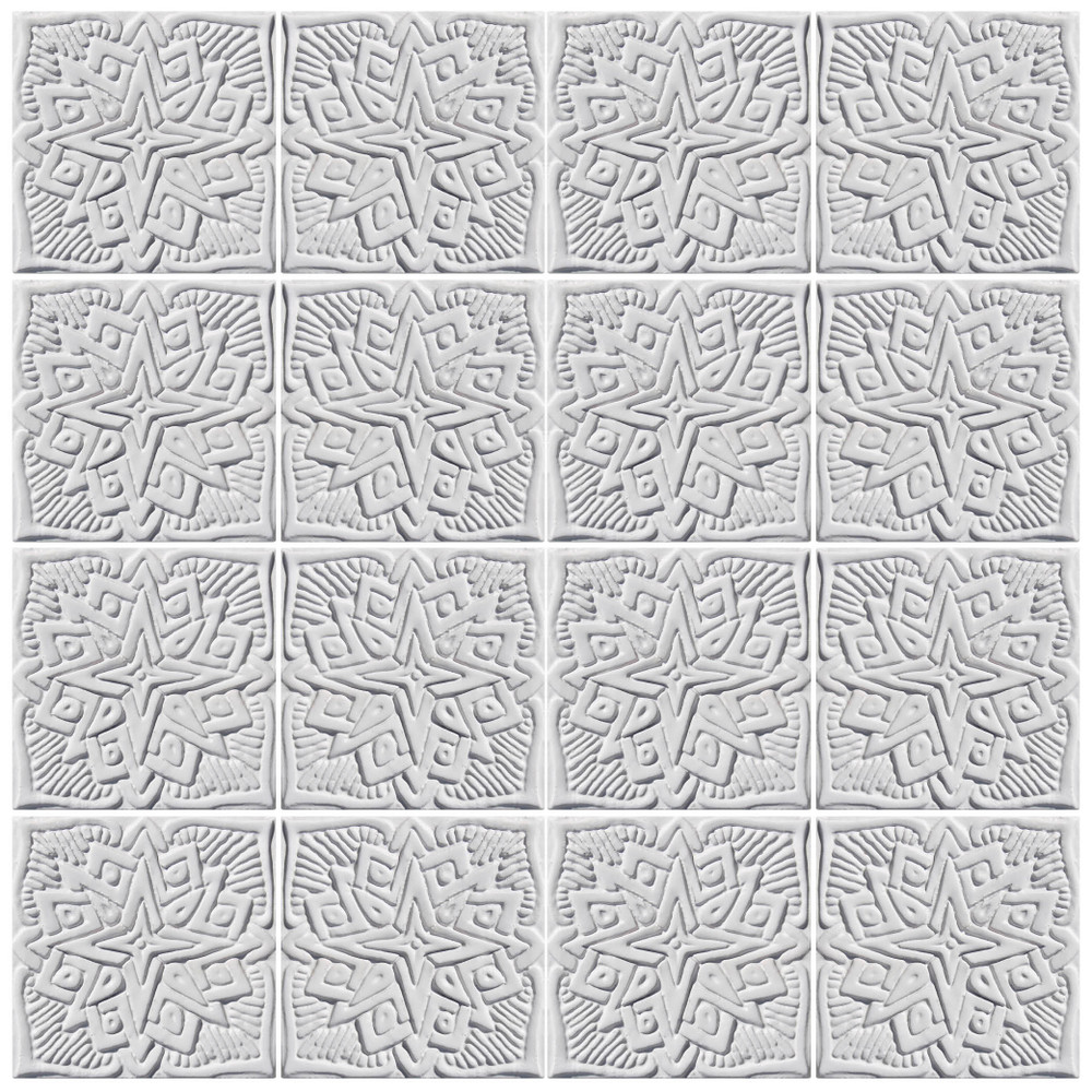 These handmade tiles make wonderful kitchen tiles, bathroom tiles, wall decor and outdoor wall art.  White relief tile handmade in Spain.