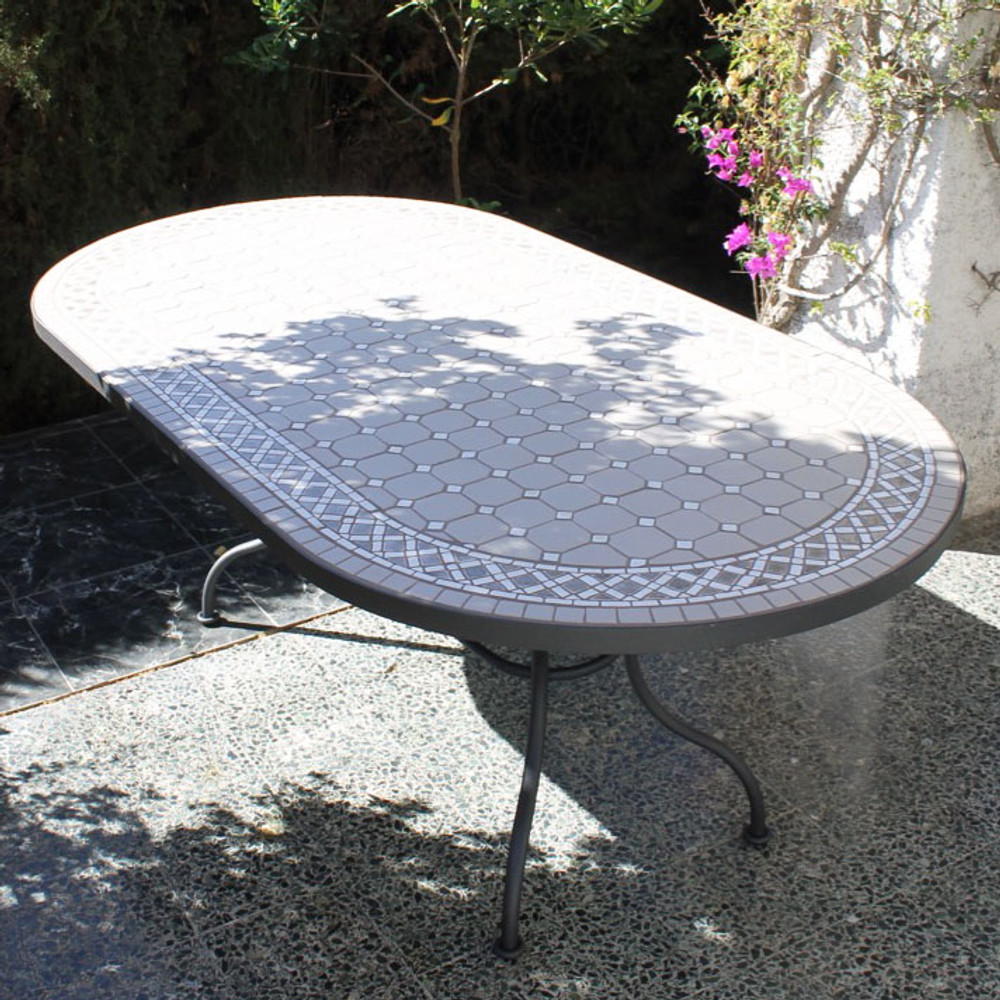 Mosaic tile outdoor dining shop table