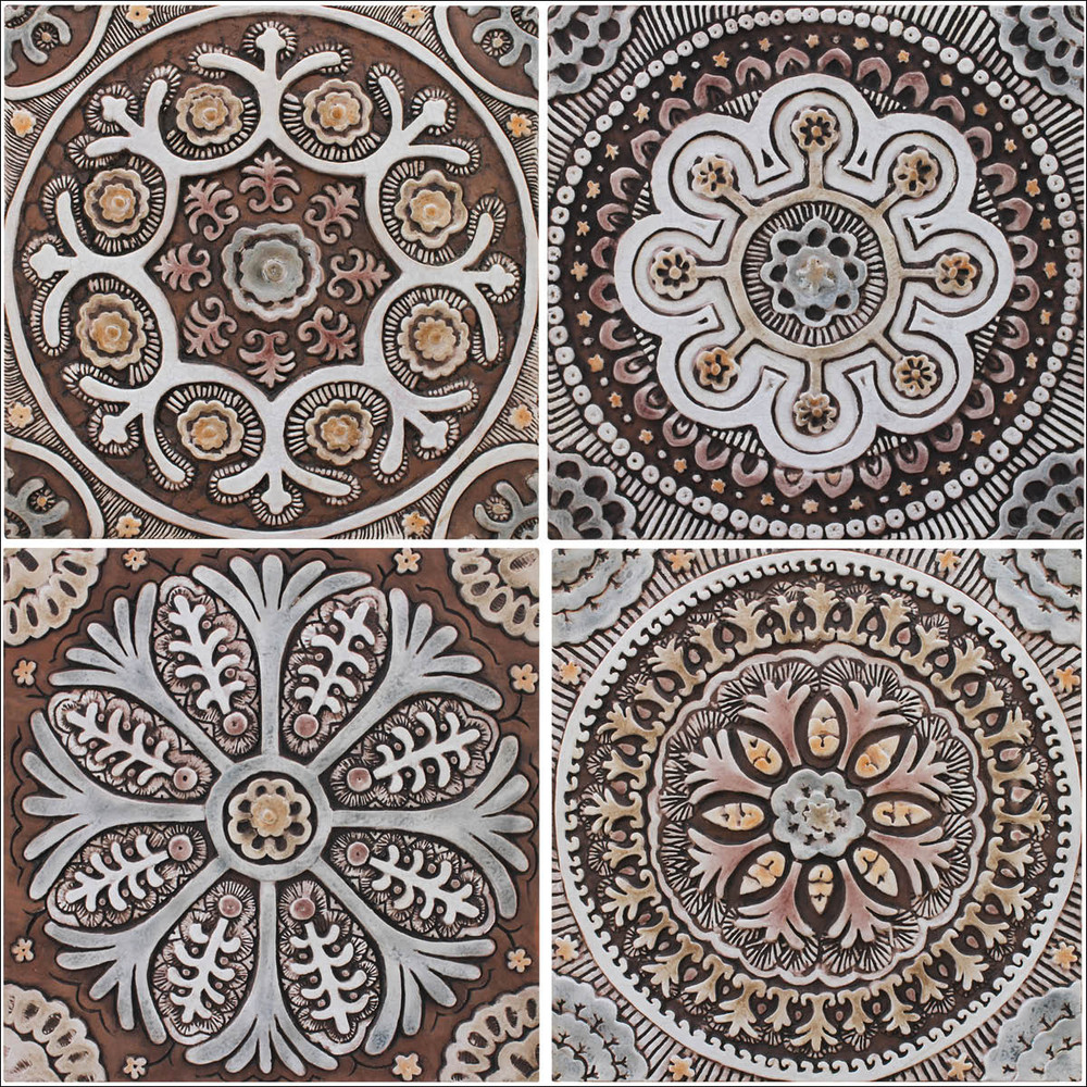 Handmade Tiles matt brown Set3  [30cm/11.8"]
