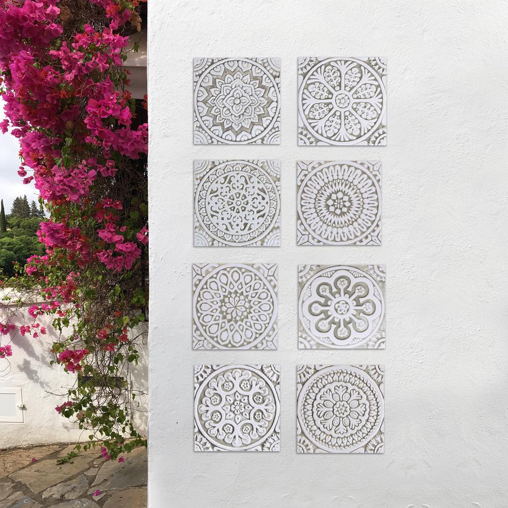 Handmade tile for kitchens, bathrooms and outdoor wall art. Decorative tile handmade in Spain.