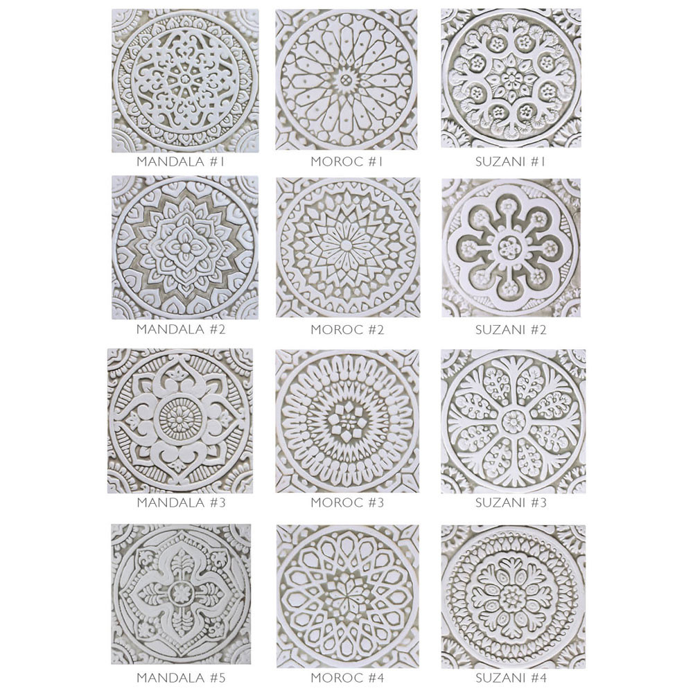 Handmade tile beige white moroccan #4 [20cm/7.8"]