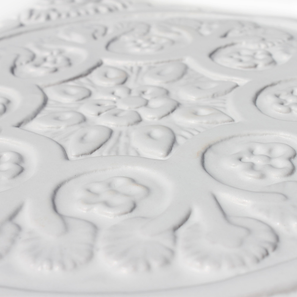 These handmade tiles make wonderful kitchen tiles, bathroom tiles, wall decor and outdoor wall art.  White relief tile handmade in Spain.