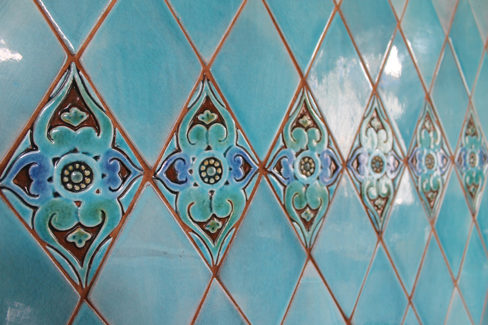 Handmade Tiles Kitchen Backsplash Mandala Diamond Turquoise 1 Gvega