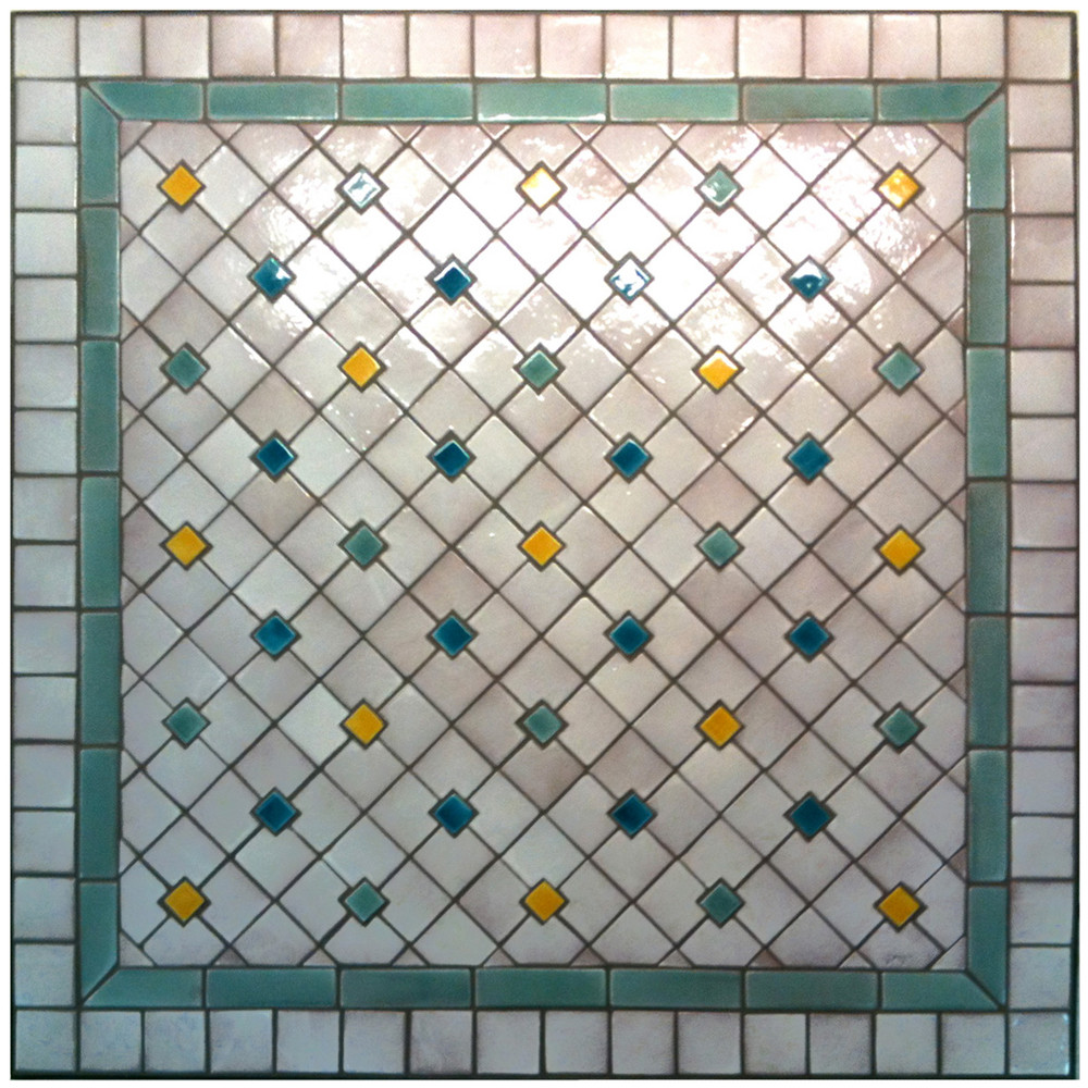 Mosaic table made from Handmade tiles.  Custom designed ceramic table, handmade in Spain.