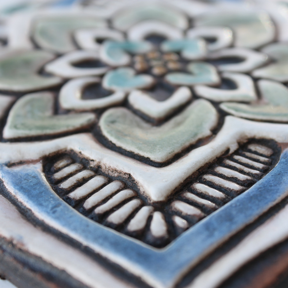 Blue Spanish tile 15cm 3. Handmade tile by GVEGA