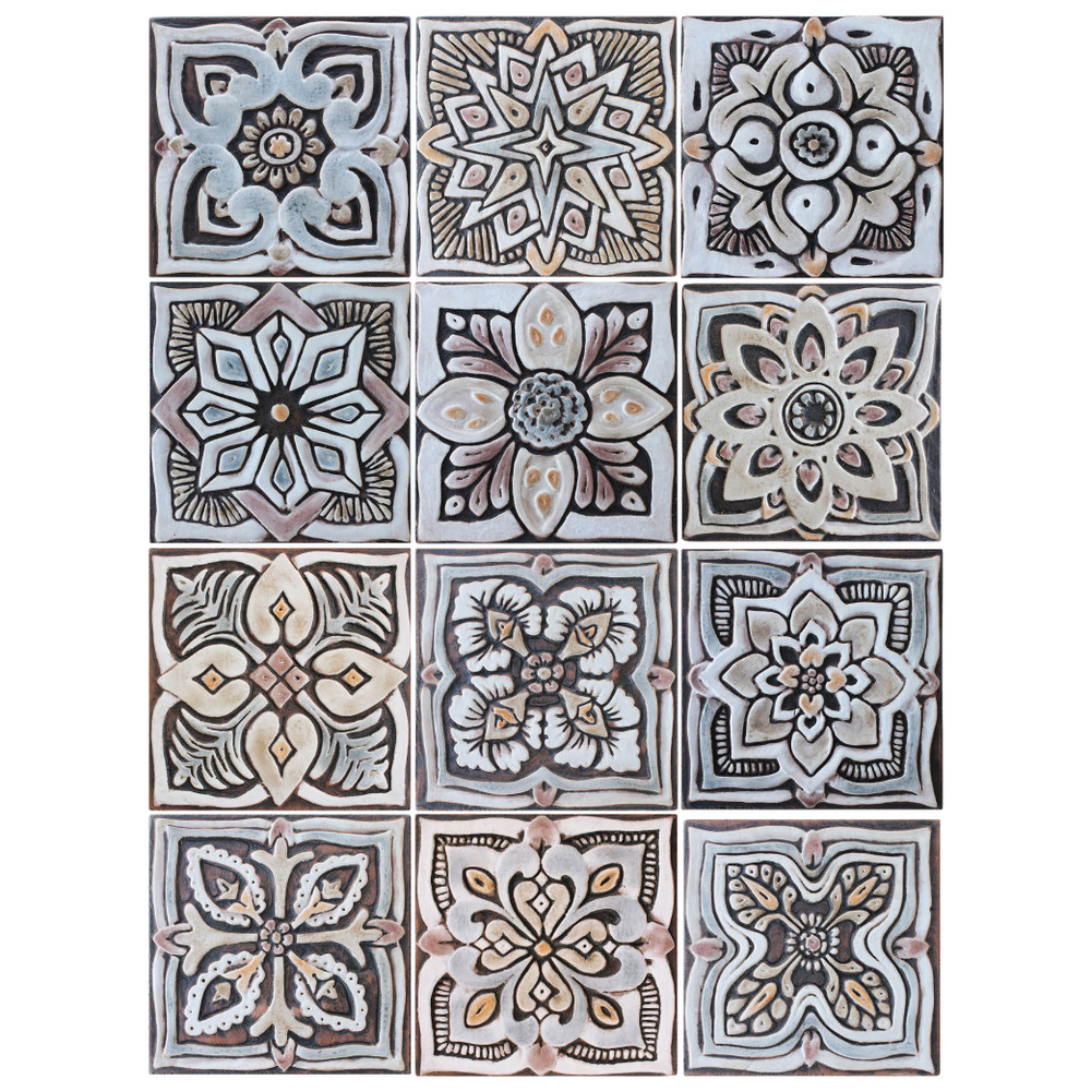 These handmade tiles make wonderful wall hangings and outdoor wall art.  Matt brown decorative tile handmade in Spain.