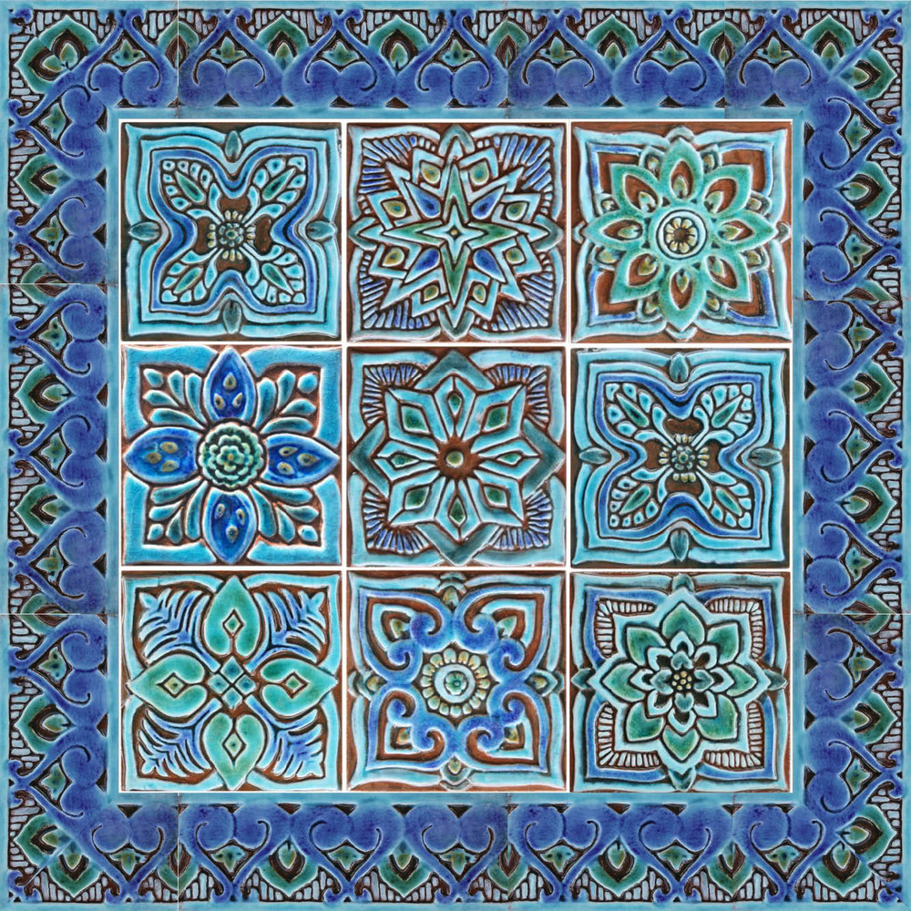 Handmade tiles for kitchens and bathrooms.  Decorative border tiles handmade in Spain
