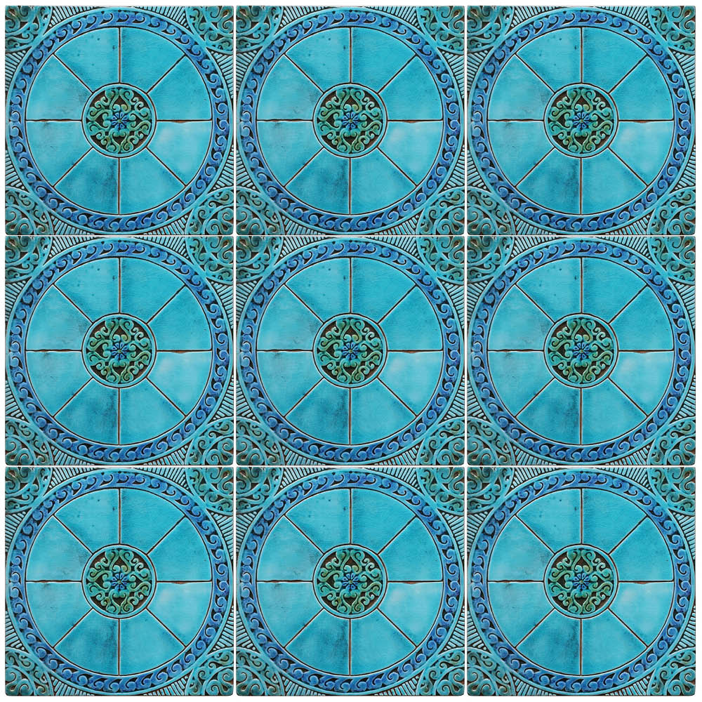 Large ceramic tile handmade in Spain. Decorative tile for kitchens, bathrooms or outdoor wall art.