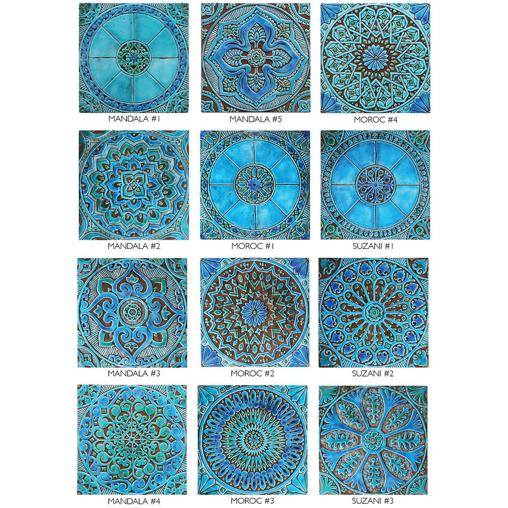 Large ceramic tile handmade in Spain. Decorative tile for kitchens, bathrooms or outdoor wall art.