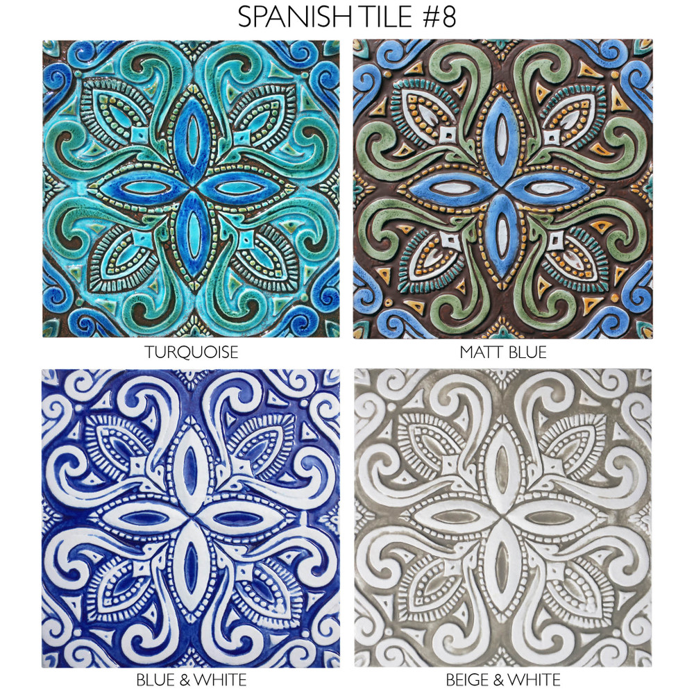 Spanish tile #8 Turquoise colour options