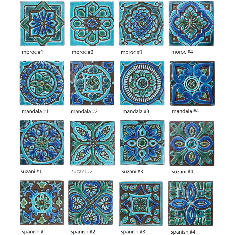 Handmade tile turquoise Mandala #2 [10cm/3.9"]
