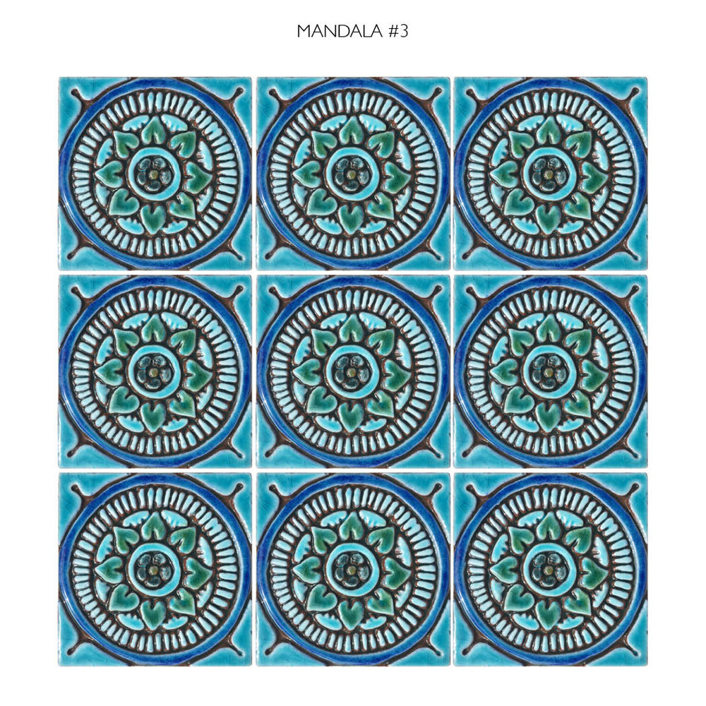 Handmade tile turquoise Mandala #3 [10cm/3.9"]