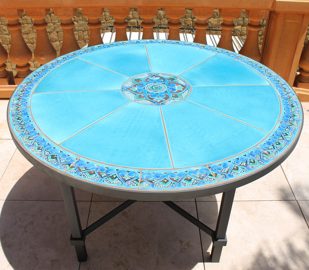 Handmade tile mosaic tabletop mandala dining - gvega