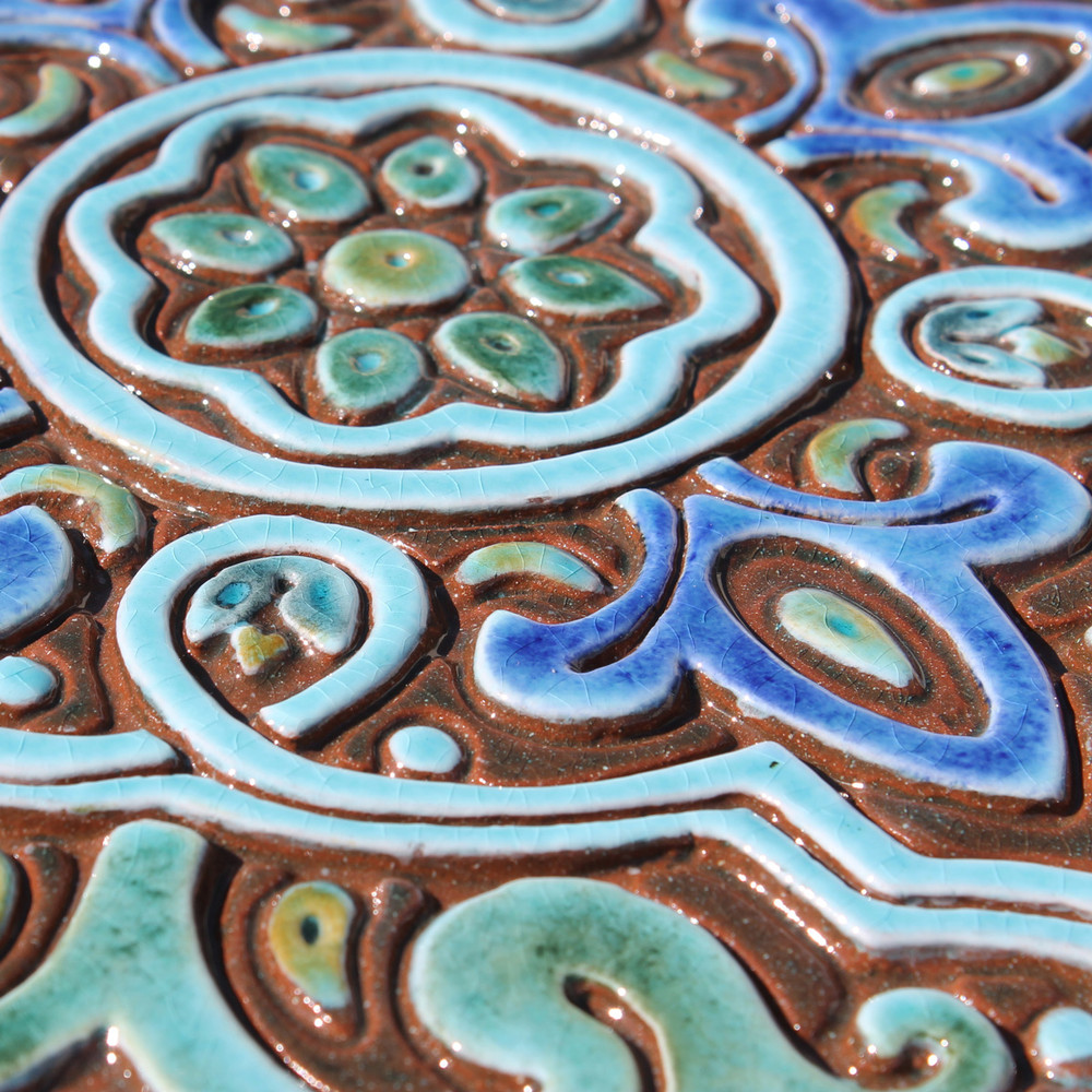 Spanish tile #3 turquoise zoom detail