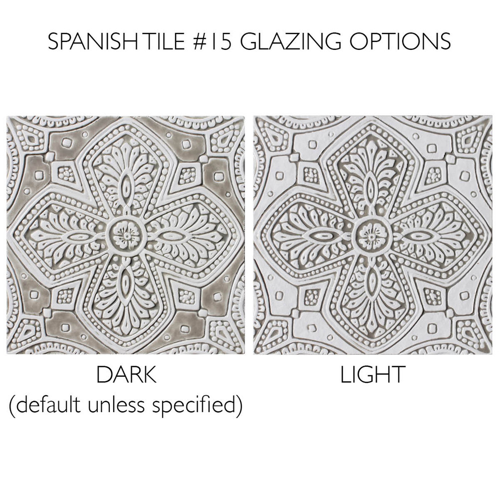 Spanish tile #15, Large beige and white handmade tile - glazing options