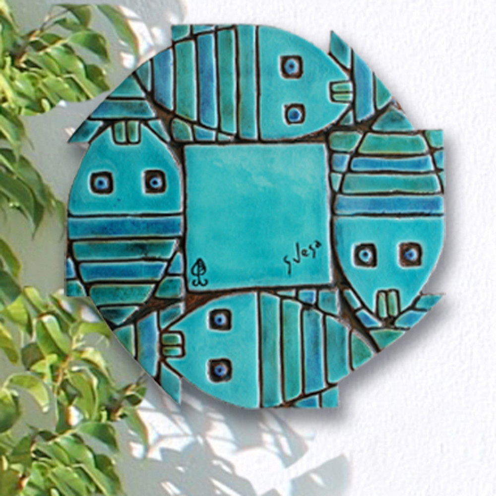 Ceramic fish wall art / Turquoise tile wall art / GVEGA