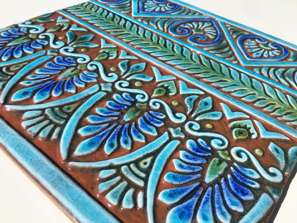 Large tapestry tile wall art - turquoise