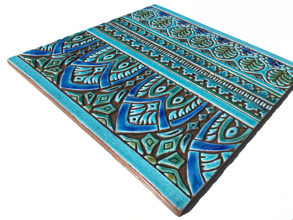Large tapestry tile wall art - turquoise