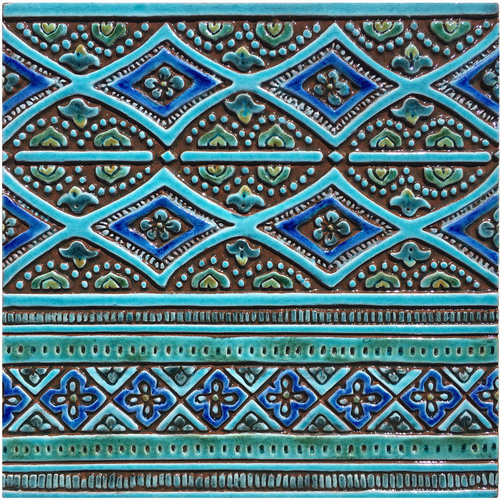 Large tapestry tile wall art - turquoise