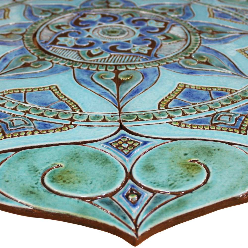 Ceramic mural tiles - Turquoise Mandala 100cm by GVEGA