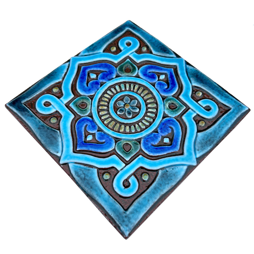 Handmade tile turquoise for kitchens bathrooms and outdoor wall art