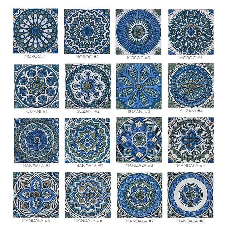 Handmade Tile Teal Mandala #5 [30cm/11.8