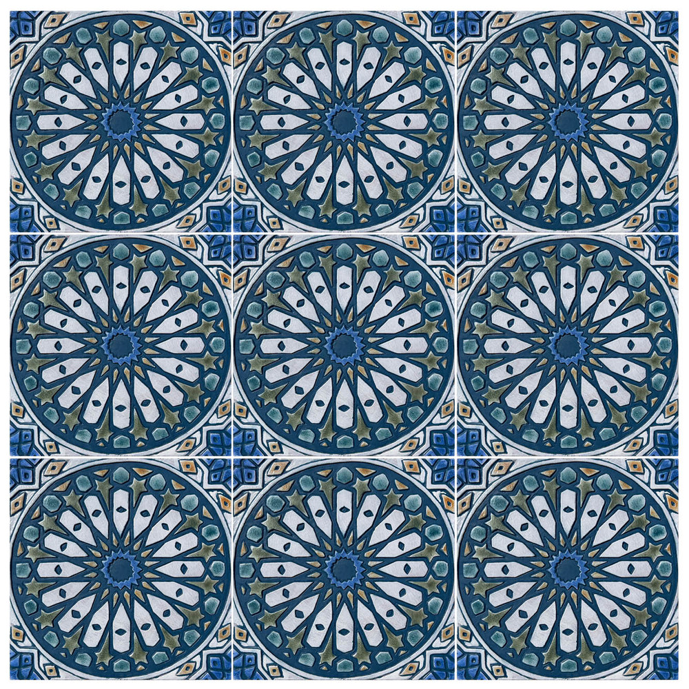 Handmade Tile Teal Mandala #5 [30cm/11.8