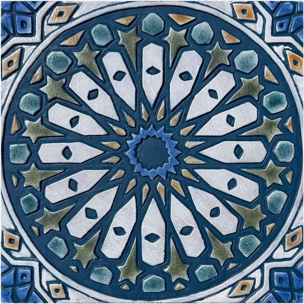 Handmade Tile Teal Mandala #5 [30cm/11.8
