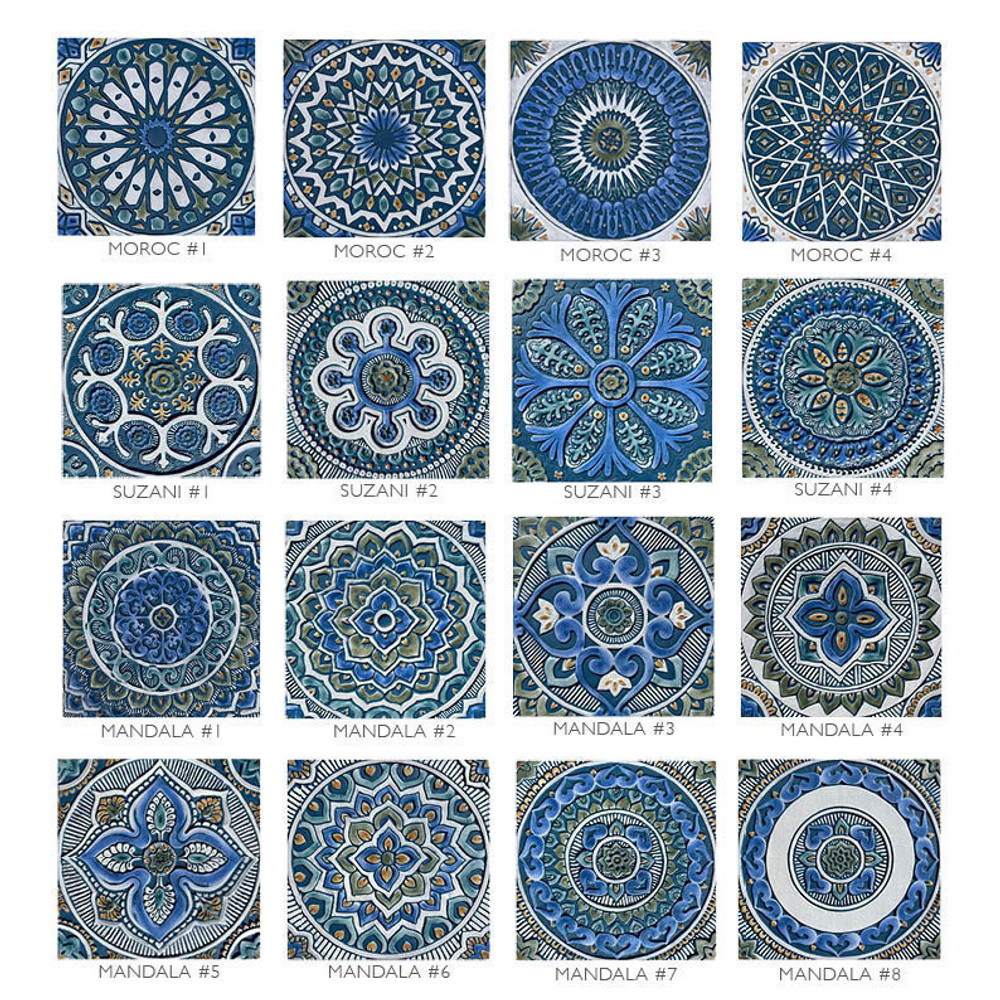 Handmade Tile Teal Mandala #5 [30cm/11.8