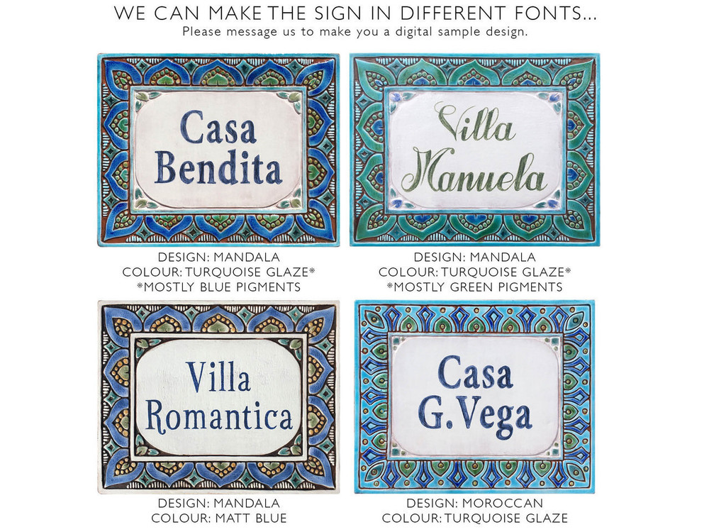 Ceramic house sign, colour options