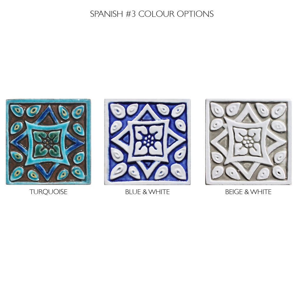 Handmade tile blue white Suzani#4 [10cm/3.9"]