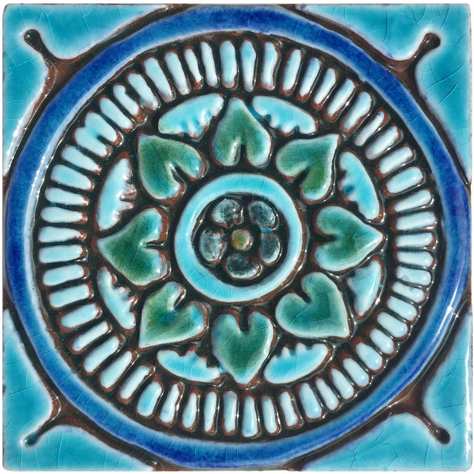 Handmade Tiles Set x16 Turquoise [10cm/3.9"]
