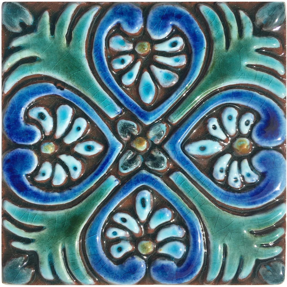 Handmade Tiles Set x16 Turquoise [10cm/3.9"]