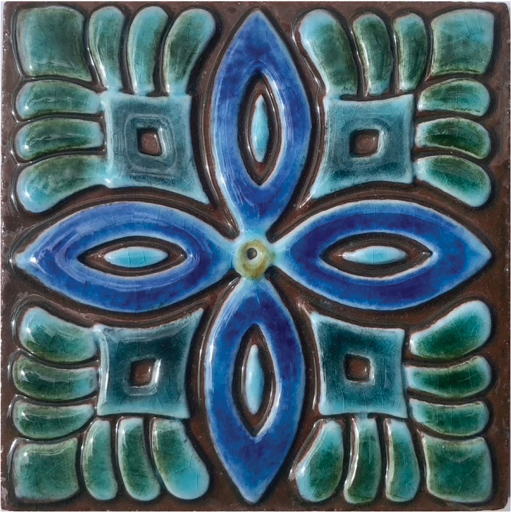 Handmade Tiles Set x16 Turquoise [10cm/3.9"]