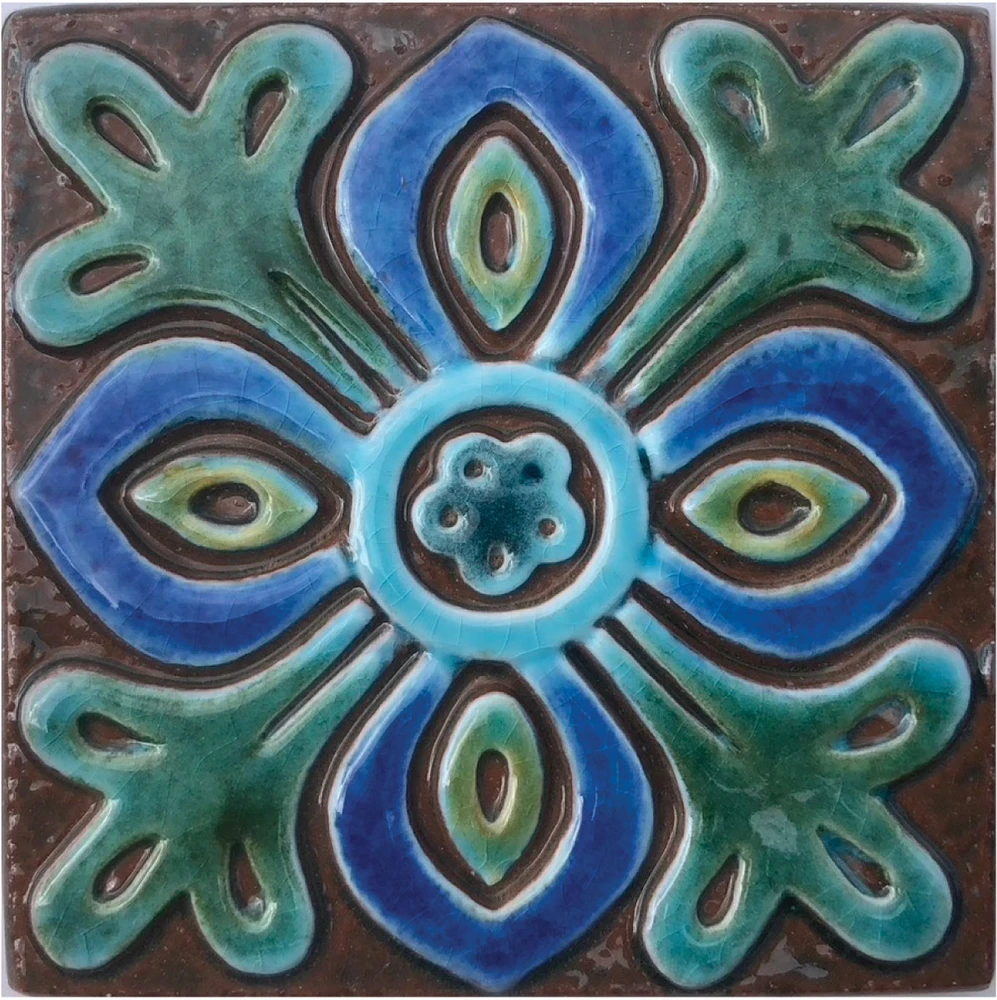 Handmade Tiles Set x16 Turquoise [10cm/3.9"]