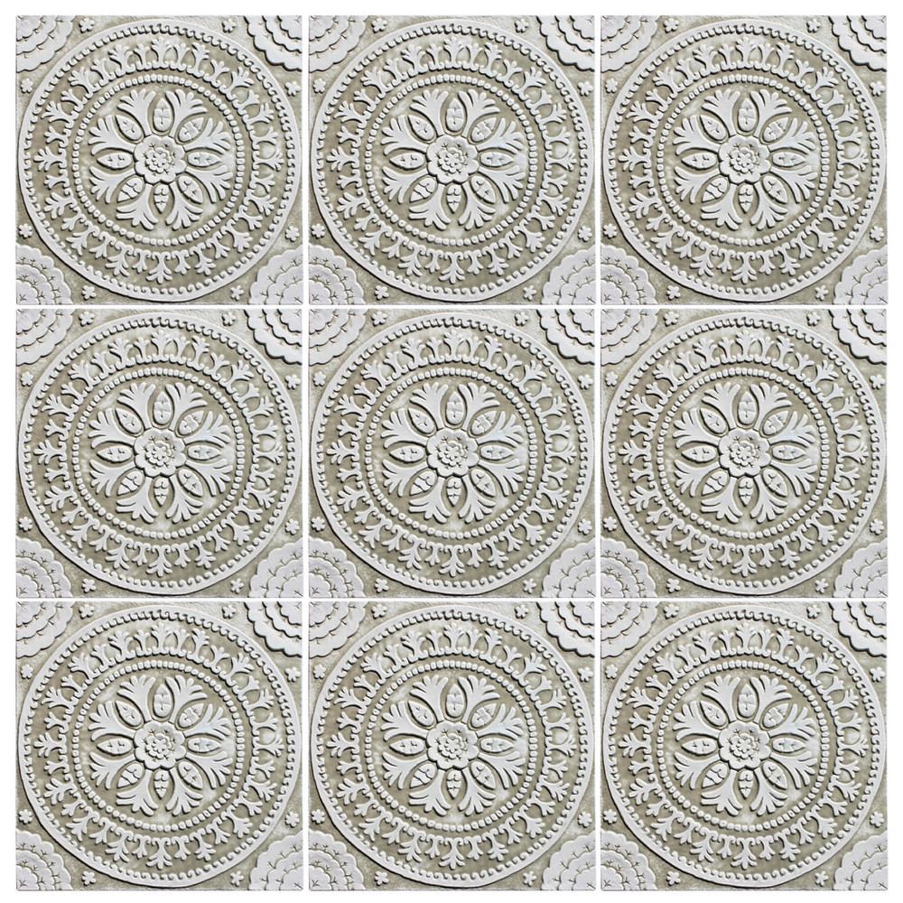 Large handmade tile Suzani 4 - Floral tiles by GVEGA