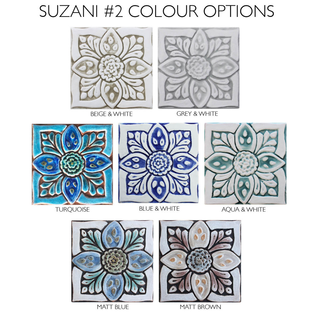 Handmade tile for kitchens, bathrooms and outdoor wall art. Decorative tile handmade in Spain.