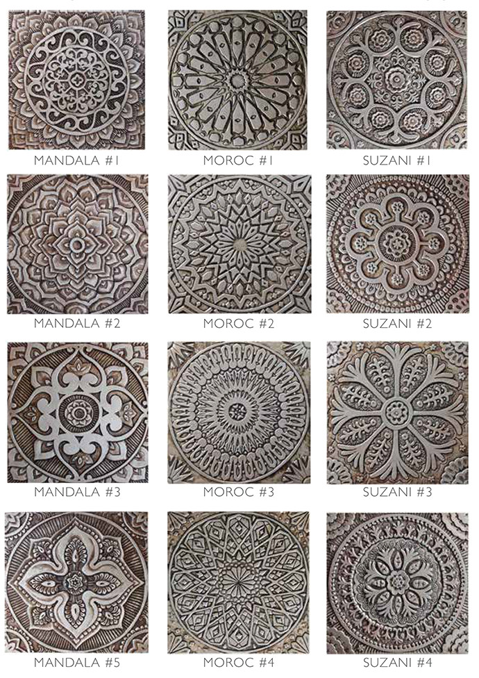 Large silver spanish tile suzani 3. Handmade tile by GVEGA