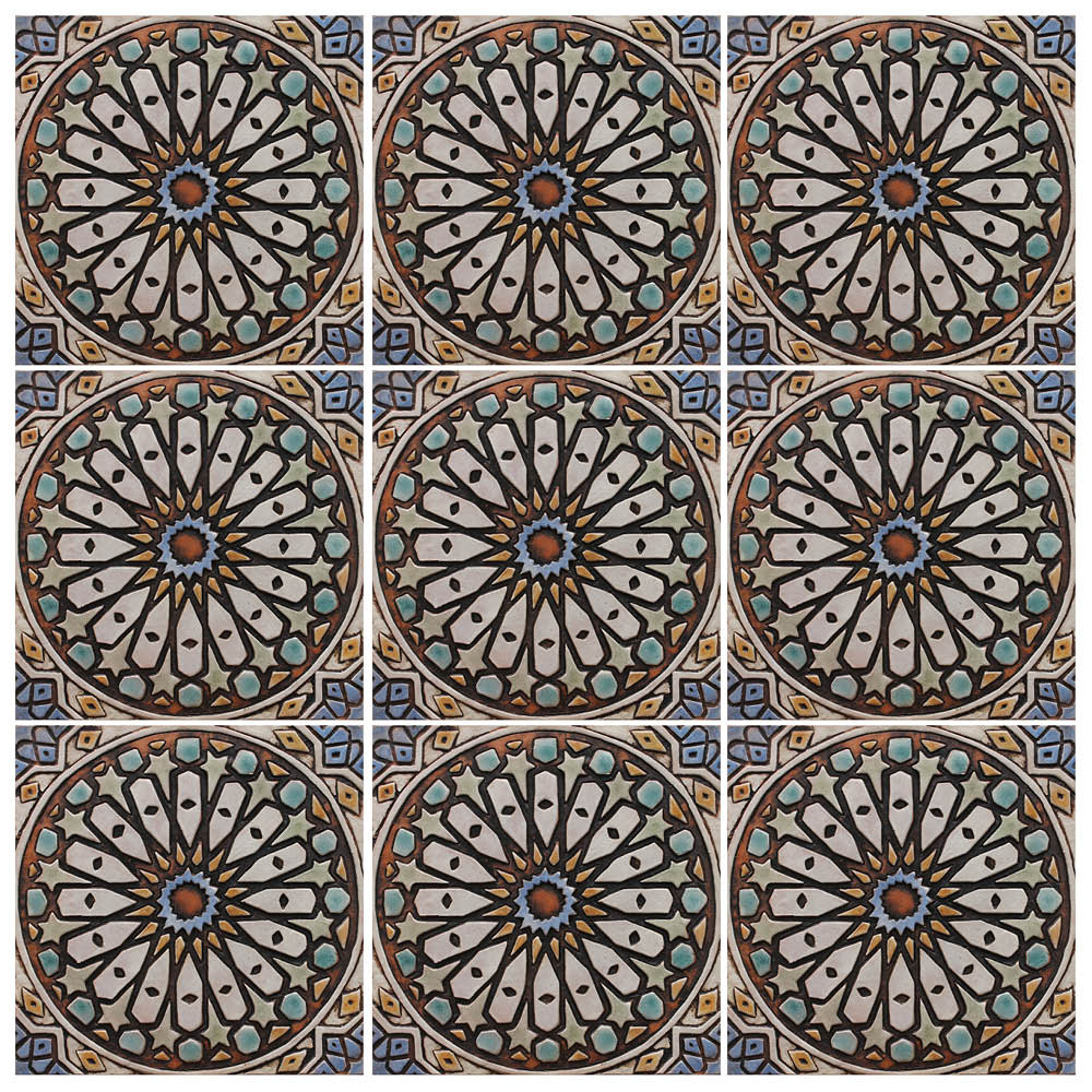 These handmade tiles make outdoor wall art.  Decorative tile handmade in Spain.