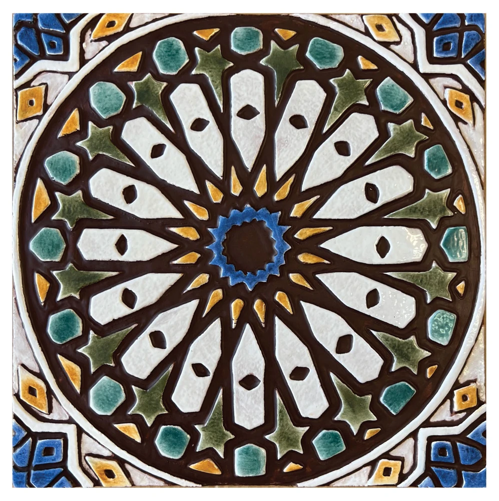 These handmade tiles make outdoor wall art.  Decorative tile handmade in Spain.