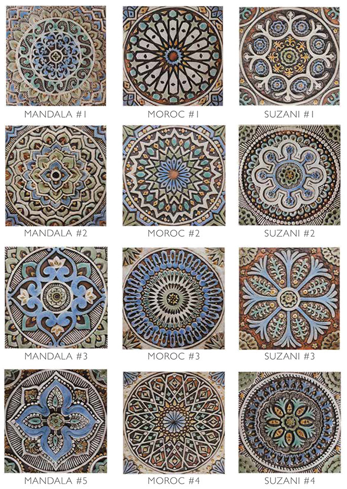 These handmade tiles make outdoor wall art.  Decorative tile handmade in Spain.