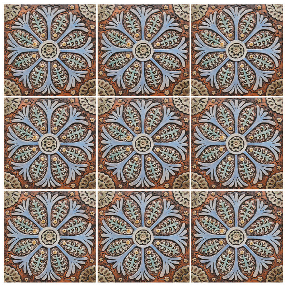 These handmade tiles make outdoor wall art.  Decorative tile handmade in Spain.