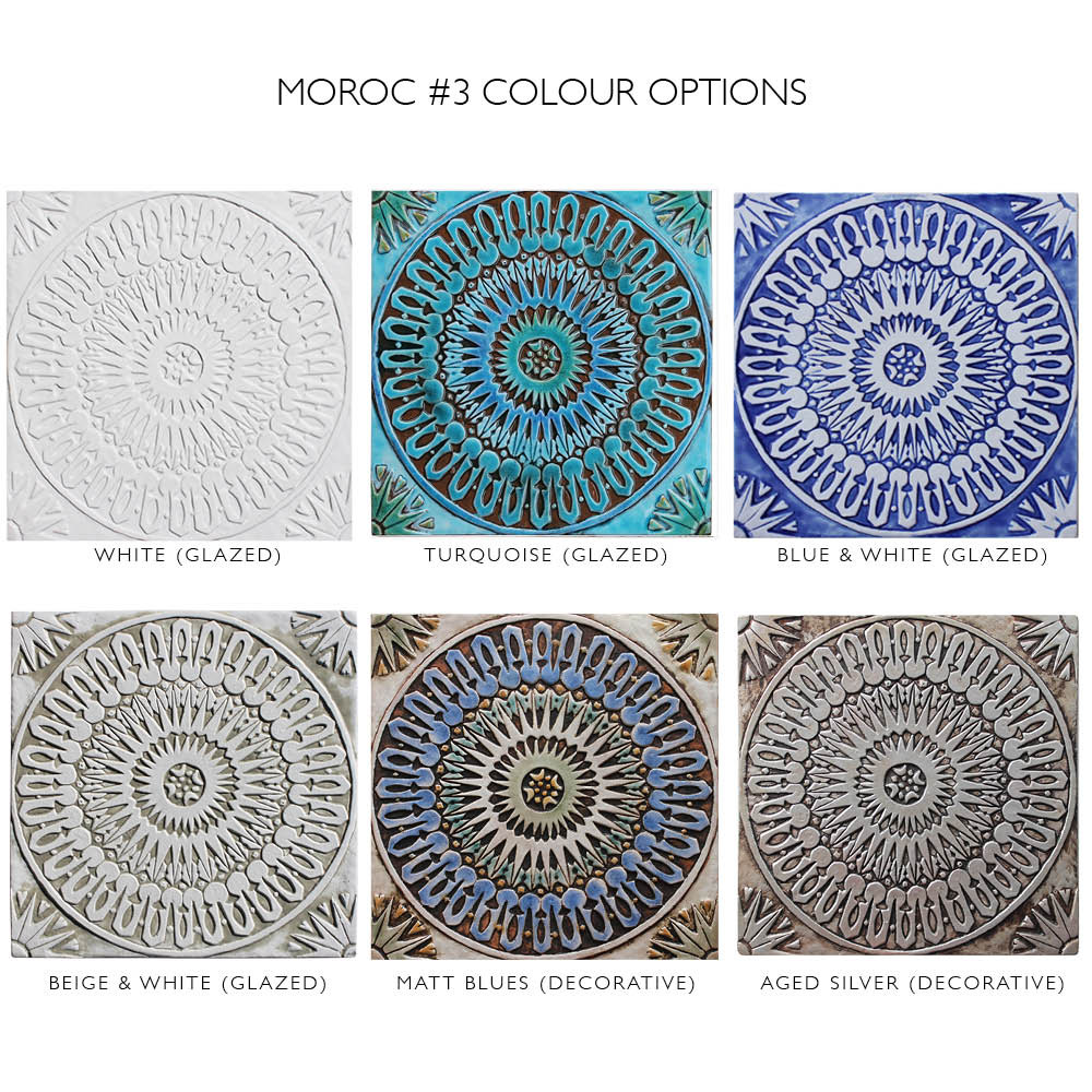 These handmade tiles make wonderful kitchen tiles, bathroom tiles, wall decor and outdoor wall art.  White relief tile handmade in Spain.